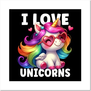 I Love Unicorns Posters and Art